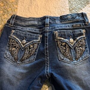 Miss Me Women's Dark Blue Jeans with Silver Embellishments